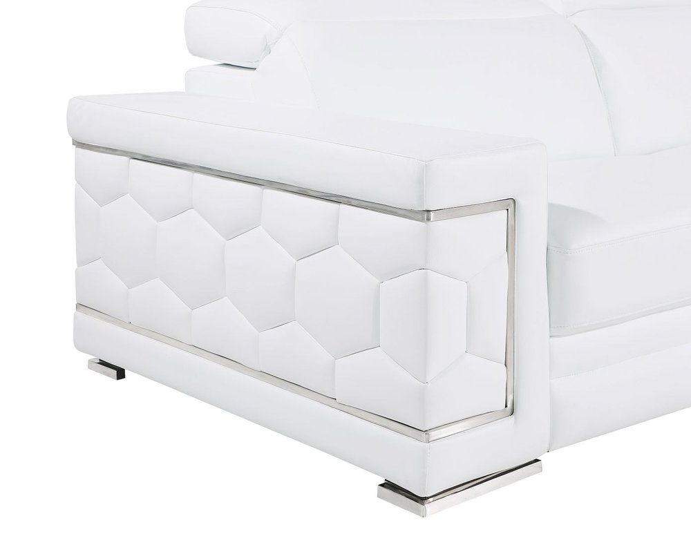 Three Piece White Genuine Leather Six Person Seating Set — view 9
