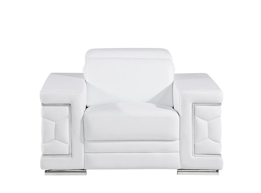 Three Piece White Genuine Leather Six Person Seating Set — view 11