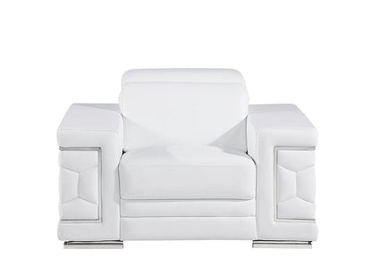 Three Piece White Genuine Leather Six Person Seating Set