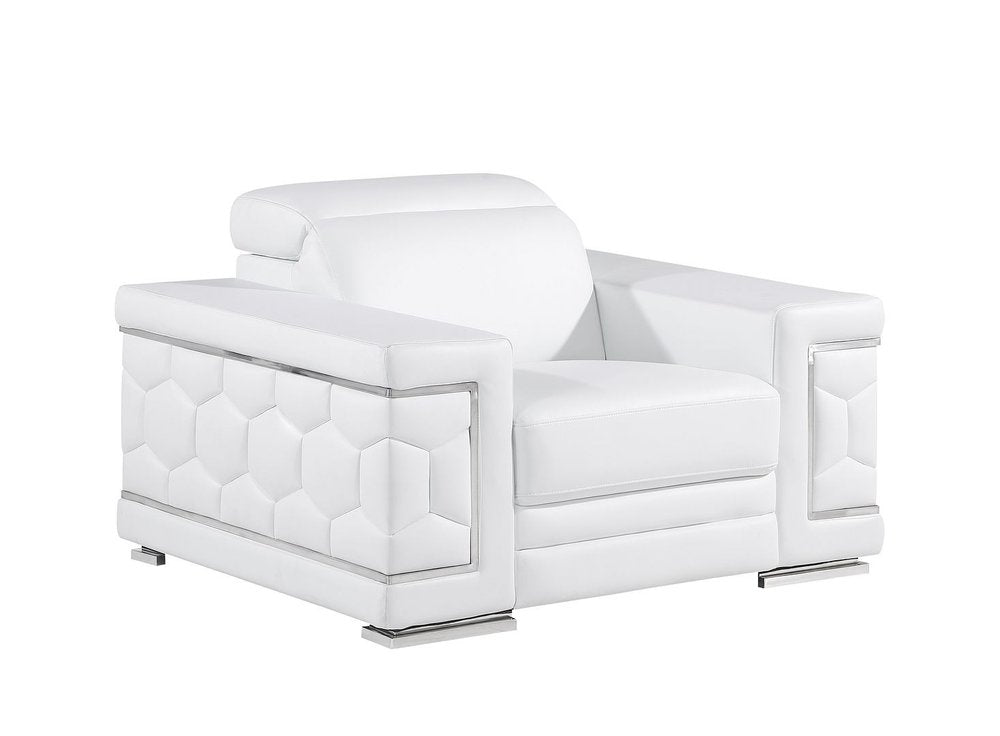 Three Piece White Genuine Leather Six Person Seating Set — view 12