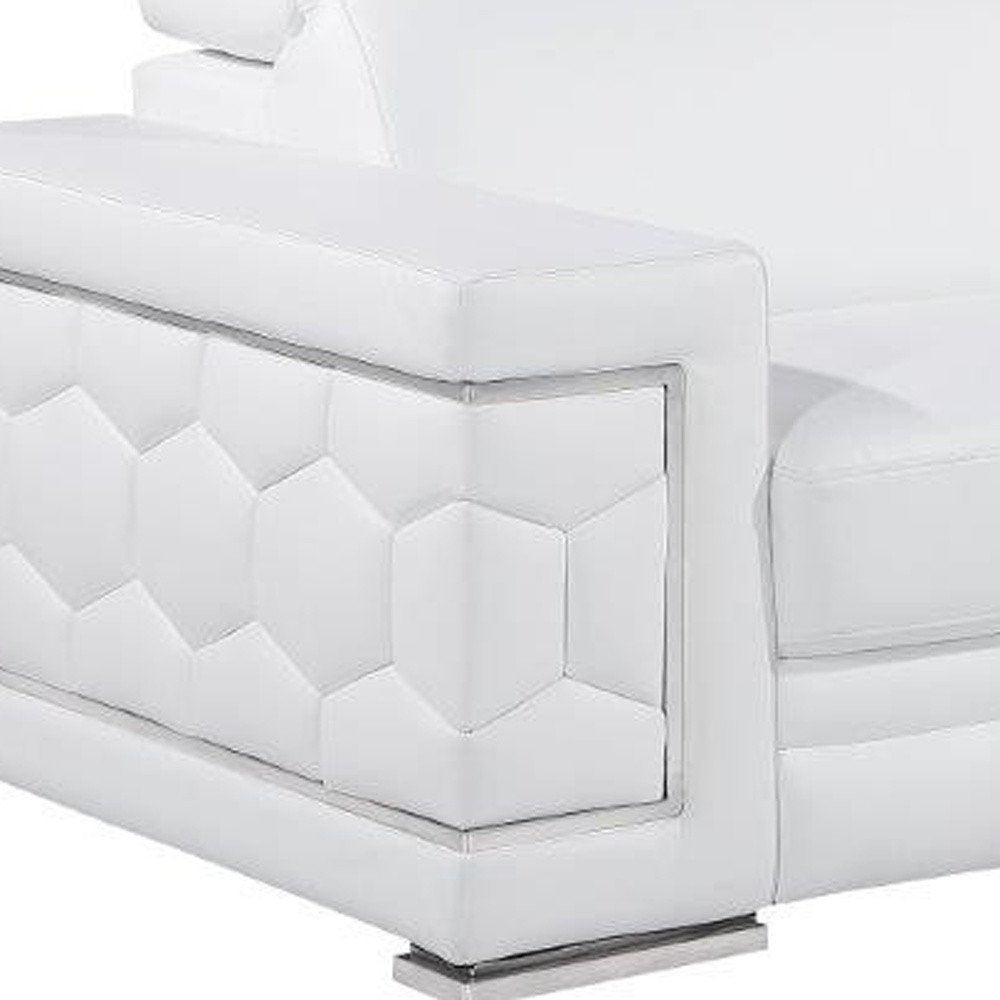 Three Piece White Genuine Leather Six Person Seating Set — view 14