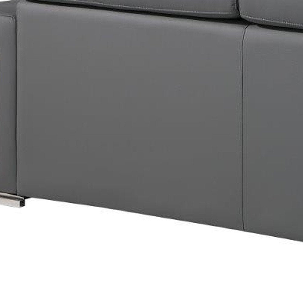 Two Piece Gray Genuine Leather Five Person Seating Set — view 5