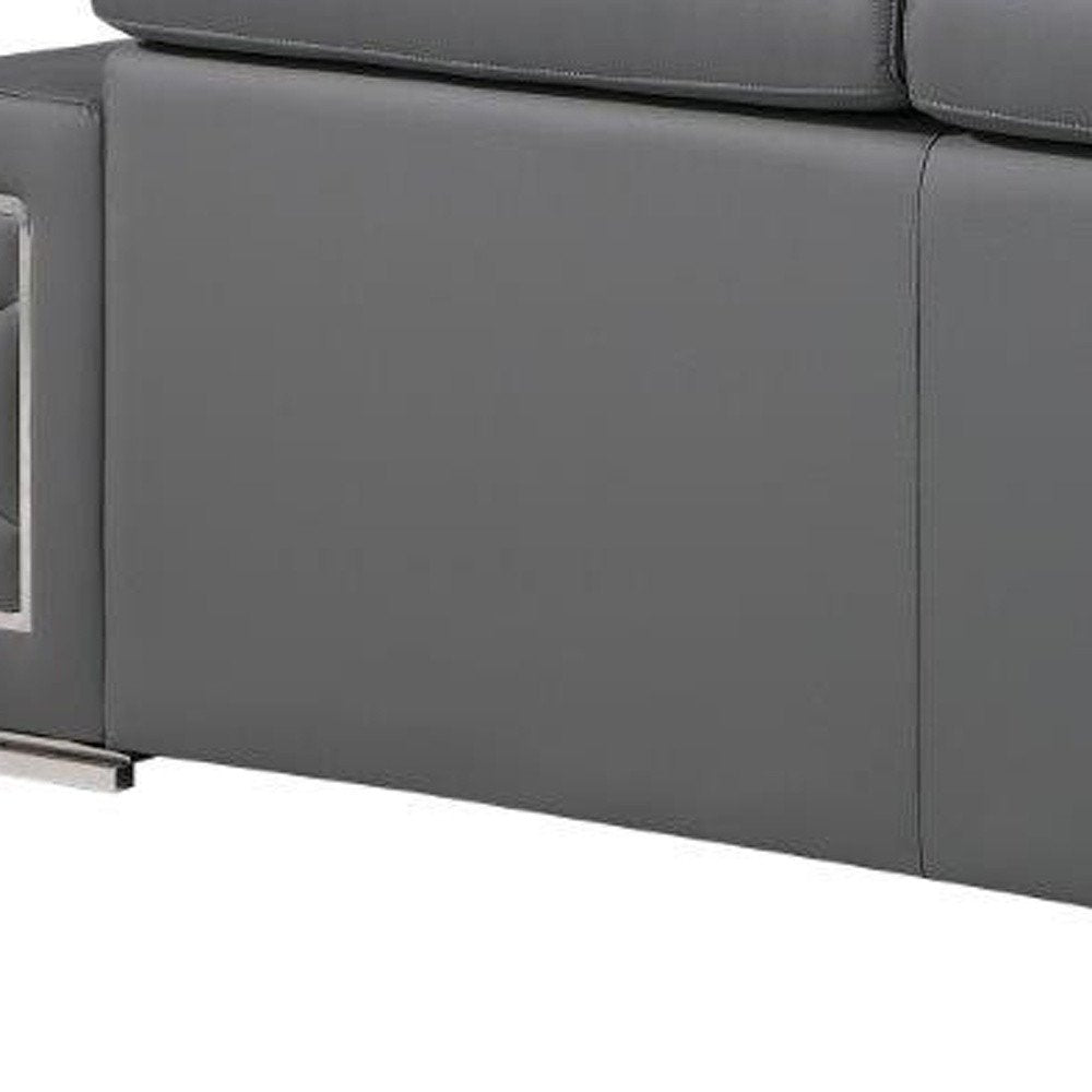 Three Piece Gray Genuine Leather Six Person Seating Set — view 5