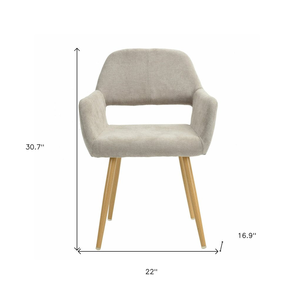 22" Gray and Brown Upholstered Arm Chair HomeRoots