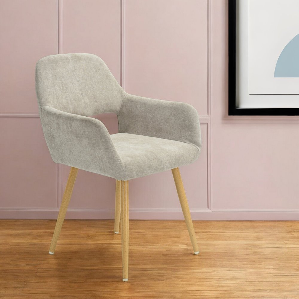 22" Gray and Brown Upholstered Arm Chair HomeRoots