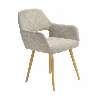 22" Gray and Brown Upholstered Arm Chair HomeRoots