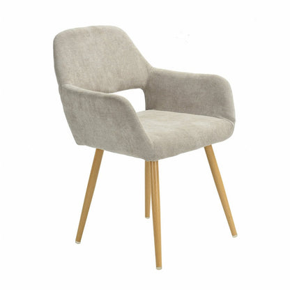22" Gray and Brown Upholstered Arm Chair