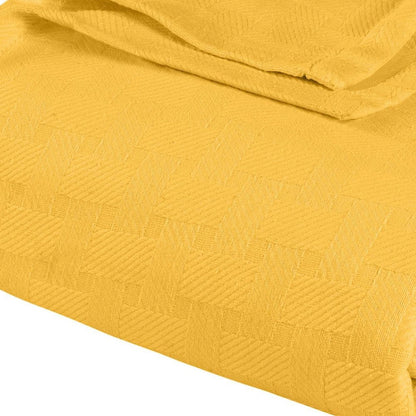 California King Gold Cotton Basketweave Geometric Blanket HomeRoots