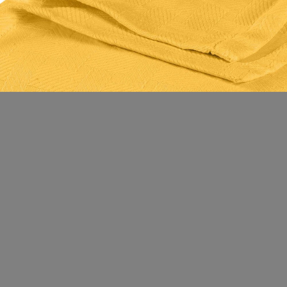 California King Gold Cotton Basketweave Geometric Blanket HomeRoots