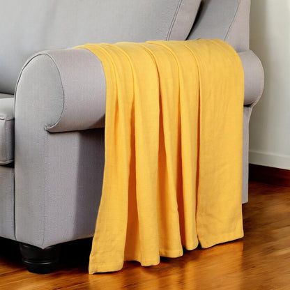 King Gold Cotton Basketweave Geometric Blanket HomeRoots