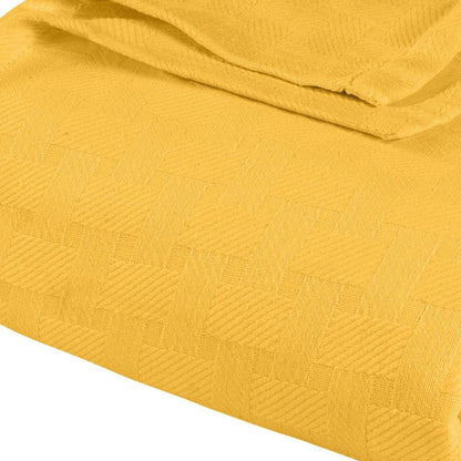 King Gold Cotton Basketweave Geometric Blanket HomeRoots
