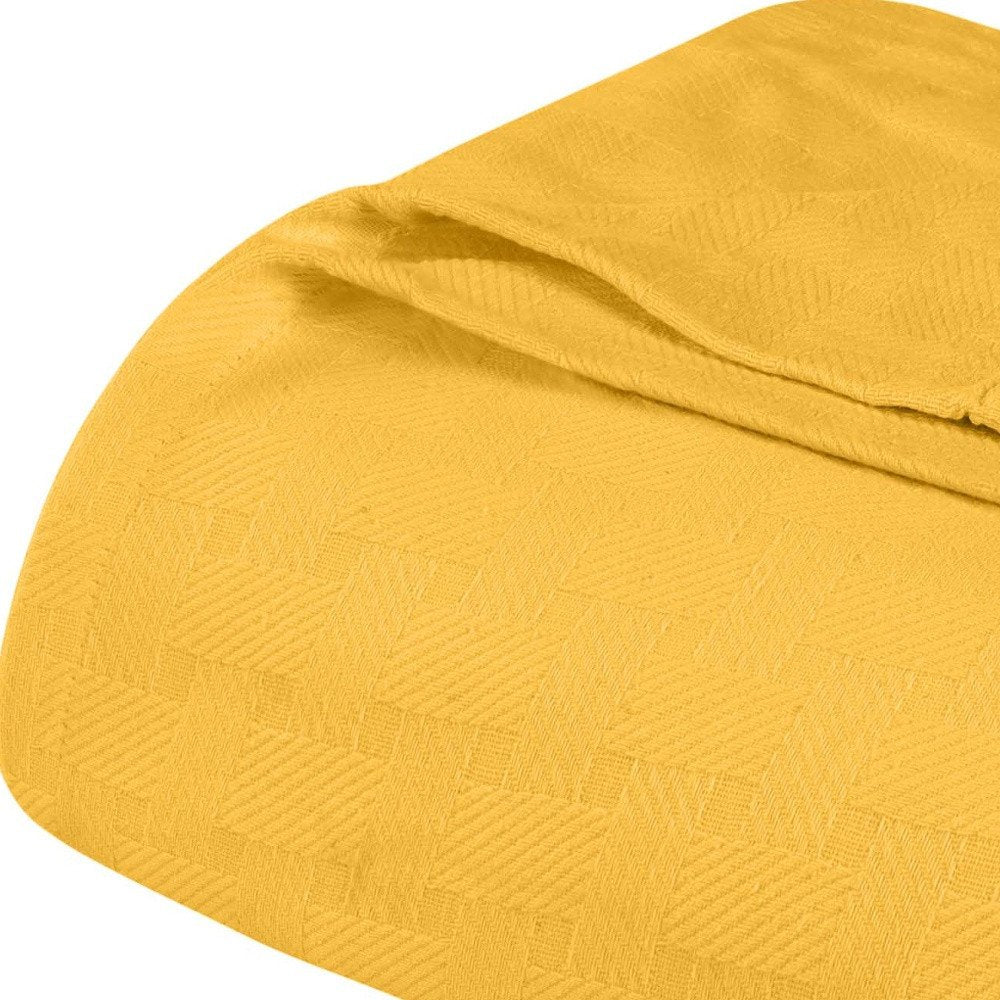 King Gold Cotton Basketweave Geometric Blanket HomeRoots
