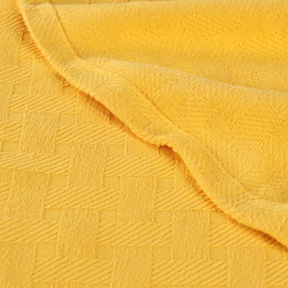 King Gold Cotton Basketweave Geometric Blanket HomeRoots