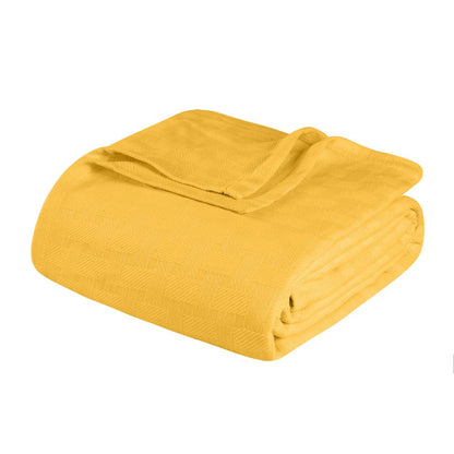 King Gold Cotton Basketweave Geometric Blanket HomeRoots