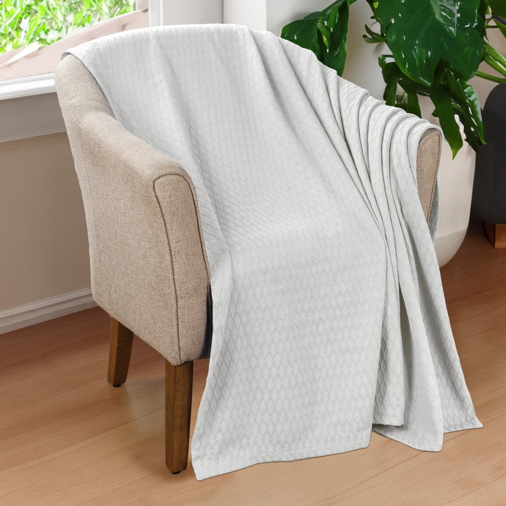 Queen Platinum Cotton Cable Knit Blanket — view 1
