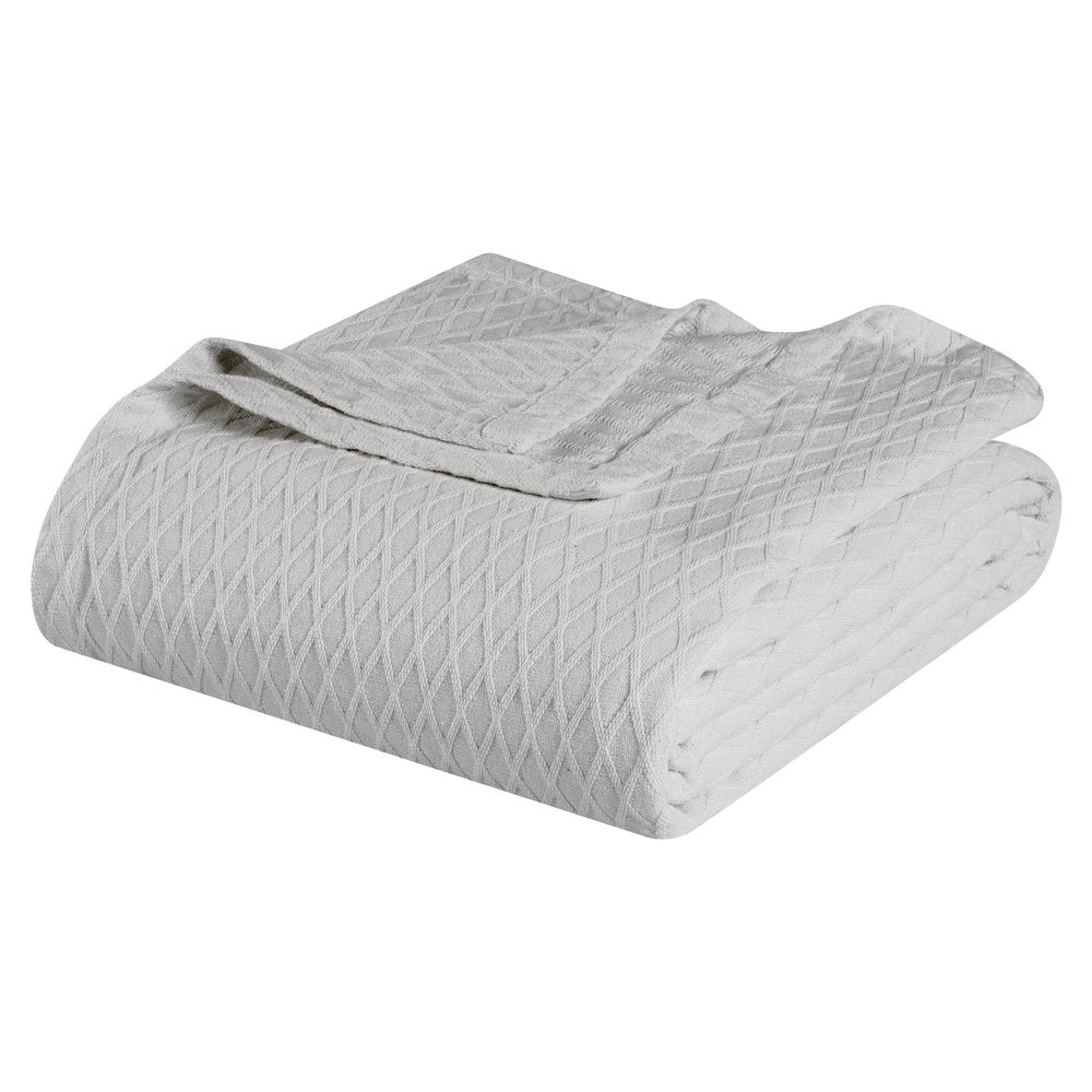 Queen Platinum Cotton Cable Knit Blanket — view 2