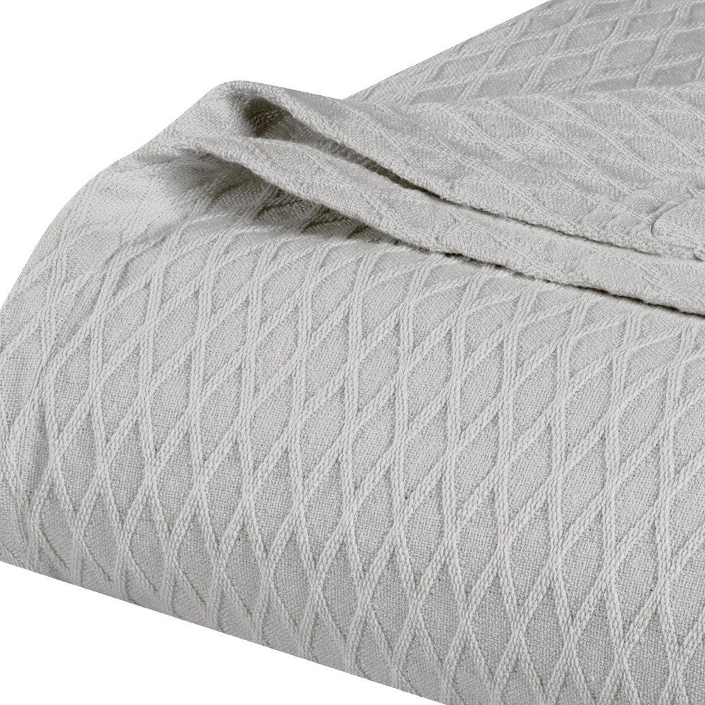 Queen Platinum Cotton Cable Knit Blanket — view 7