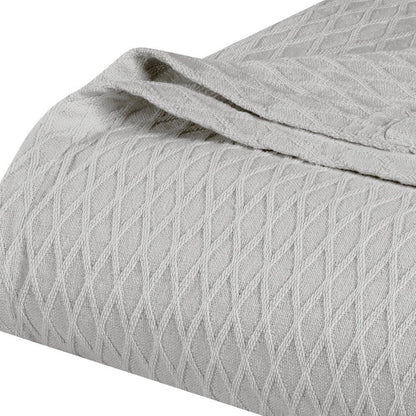 Queen Platinum Cotton Cable Knit Blanket