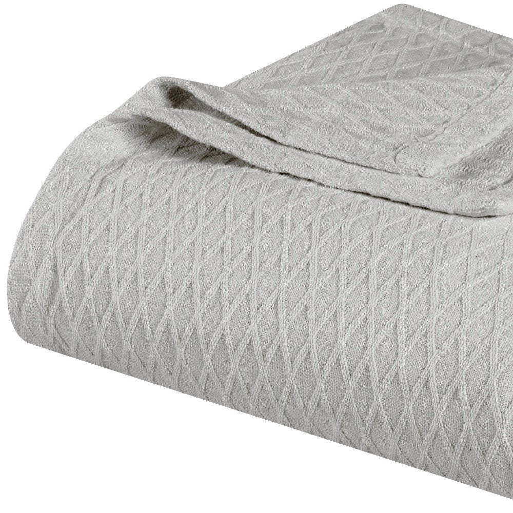 Queen Platinum Cotton Cable Knit Blanket — view 8