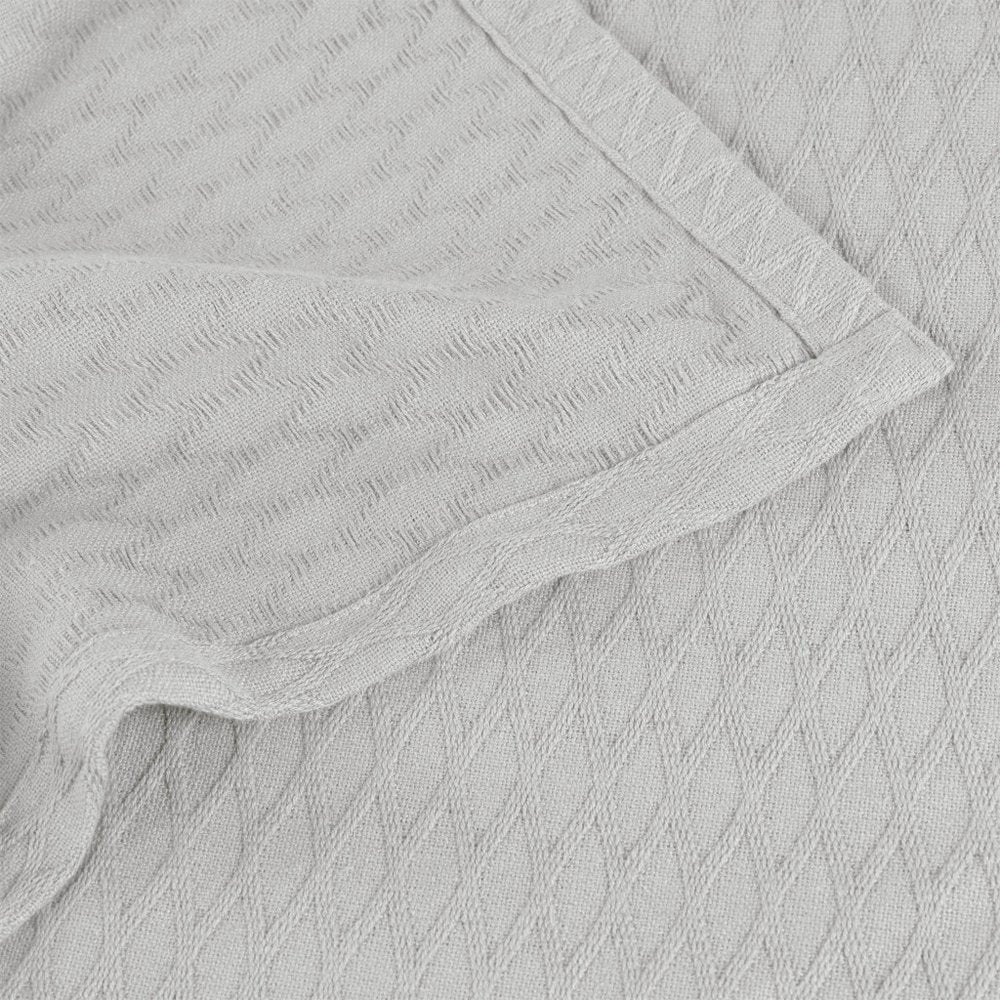 Queen Platinum Cotton Cable Knit Blanket — view 3