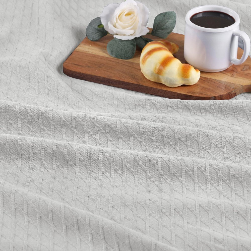 Queen Platinum Cotton Cable Knit Blanket — view 4