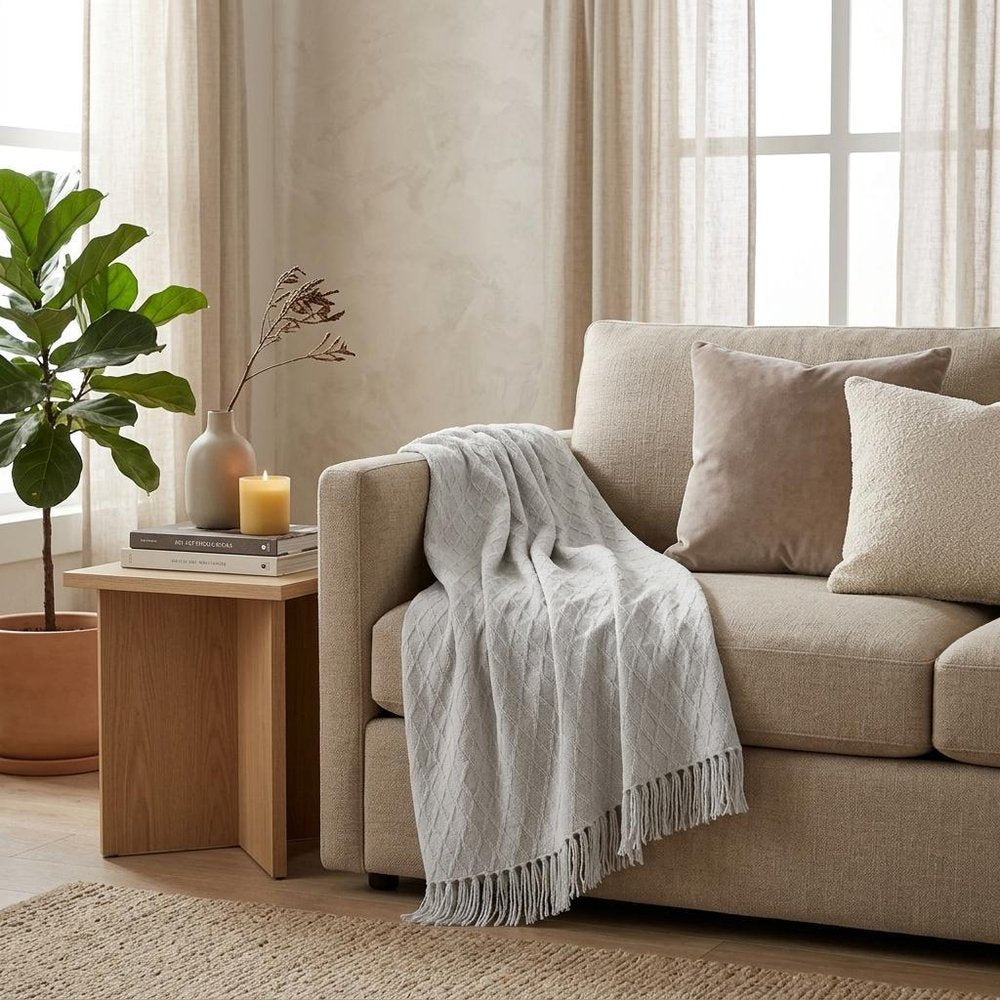 Queen Platinum Cotton Cable Knit Blanket — view 9