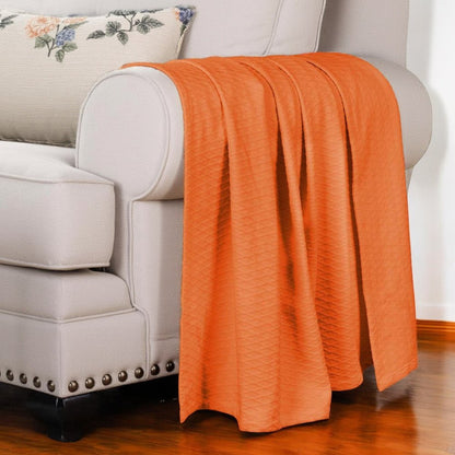 King Burnt Orange Cotton Woven Geometric Blanket HomeRoots