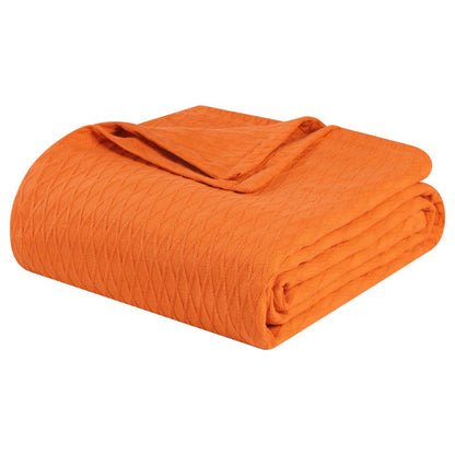 King Burnt Orange Cotton Woven Geometric Blanket HomeRoots