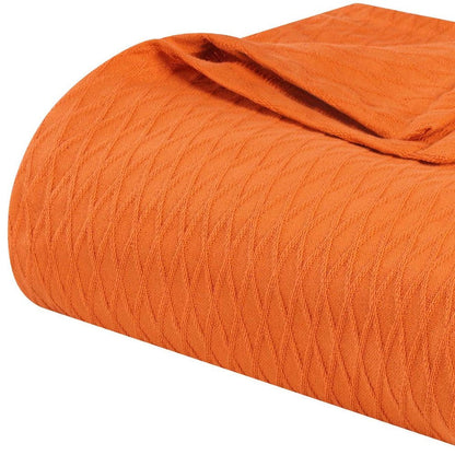King Burnt Orange Cotton Woven Geometric Blanket HomeRoots