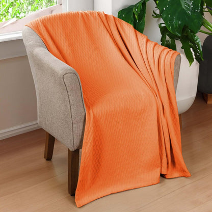 King Burnt Orange Cotton Woven Geometric Blanket HomeRoots