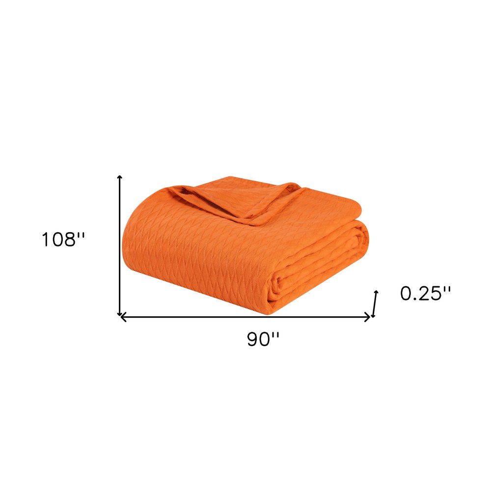 King Burnt Orange Cotton Woven Geometric Blanket HomeRoots