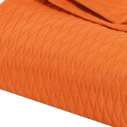 King Burnt Orange Cotton Woven Geometric Blanket HomeRoots