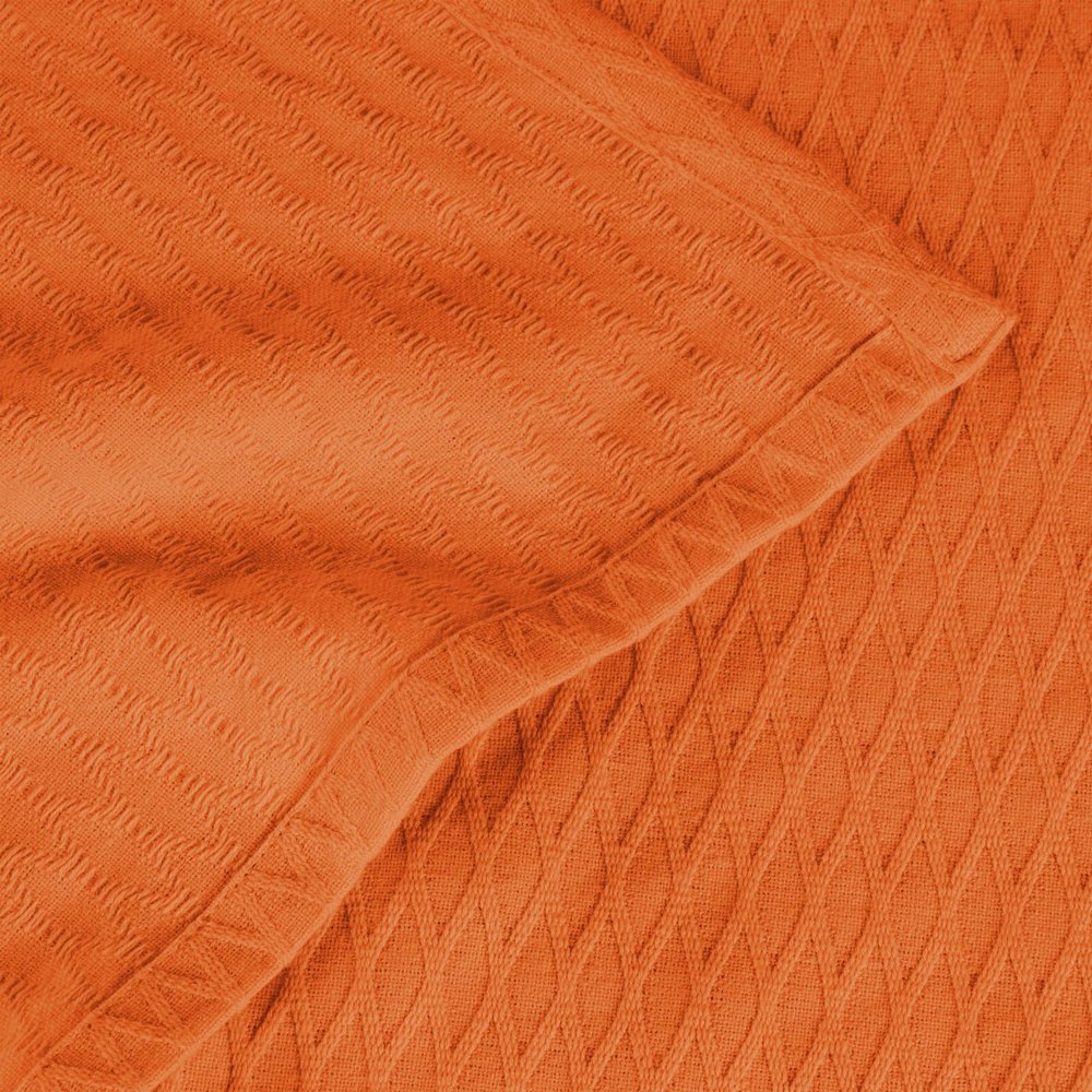 King Burnt Orange Cotton Woven Geometric Blanket HomeRoots