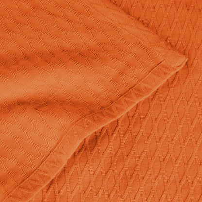 King Burnt Orange Cotton Woven Geometric Blanket HomeRoots