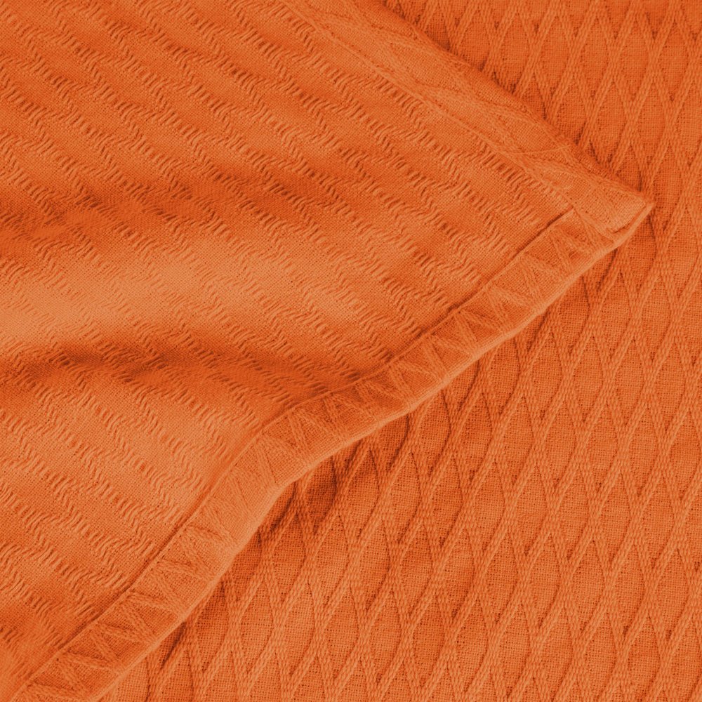 King Burnt Orange Cotton Woven Geometric Blanket HomeRoots