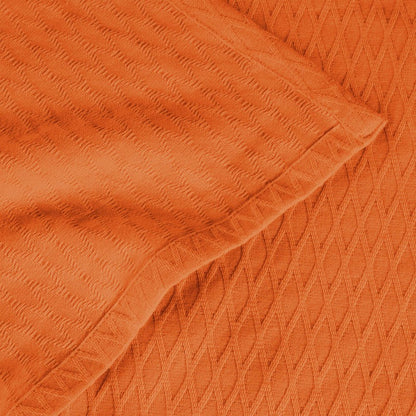 King Burnt Orange Cotton Woven Geometric Blanket HomeRoots