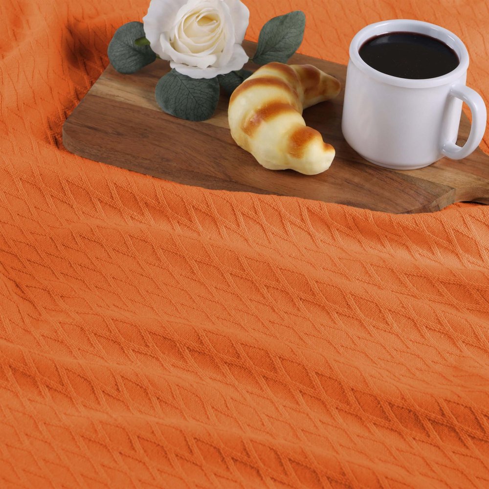 King Burnt Orange Cotton Woven Geometric Blanket HomeRoots