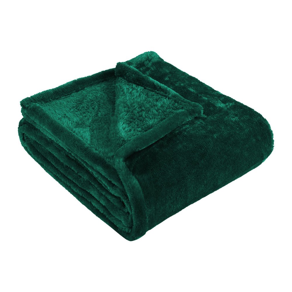 50" X 60" Hunter Green Fleece Plush Throw Blanket