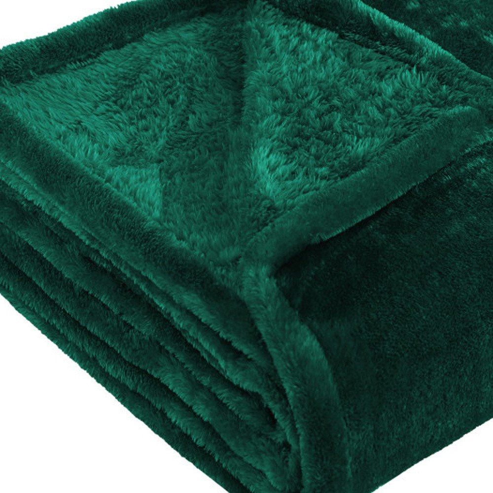 50" X 60" Hunter Green Fleece Plush Throw Blanket — view 6