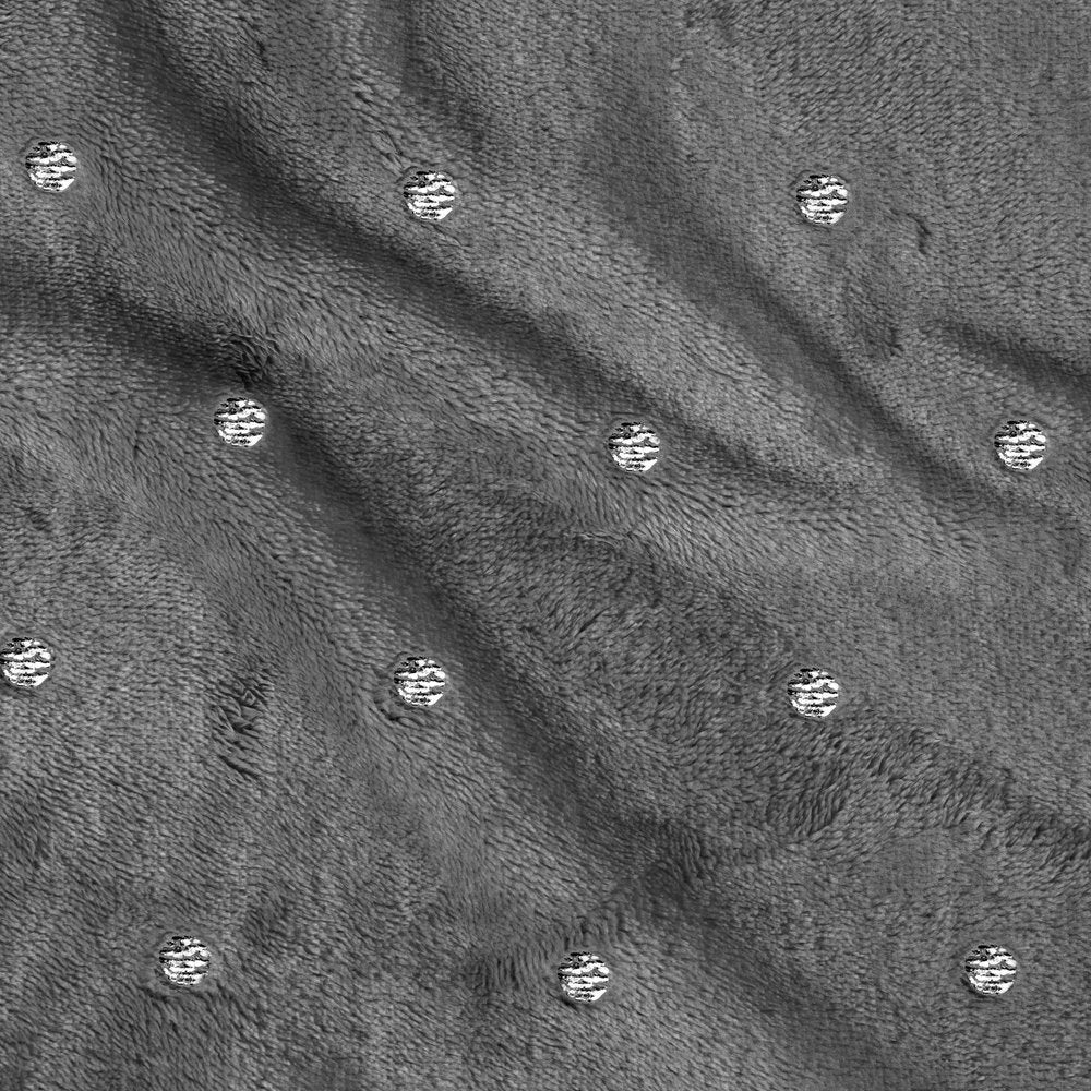 Queen Gray And Silver Fleece Woven Polka Dots Plush Blanket HomeRoots