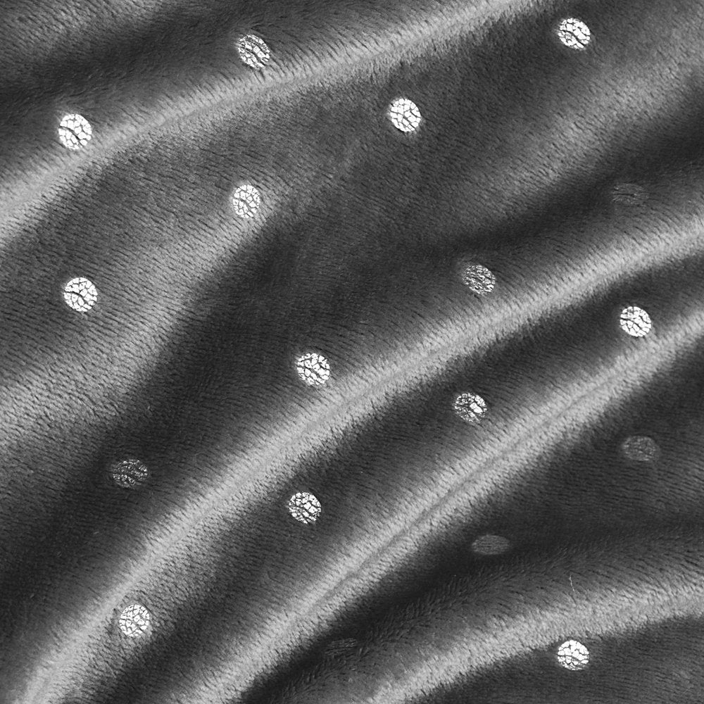 Queen Gray And Silver Fleece Woven Polka Dots Plush Blanket HomeRoots