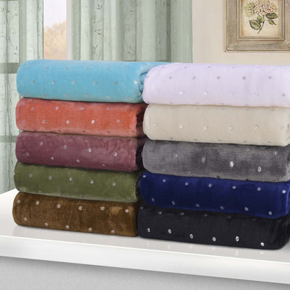 Queen Gray And Silver Fleece Woven Polka Dots Plush Blanket HomeRoots