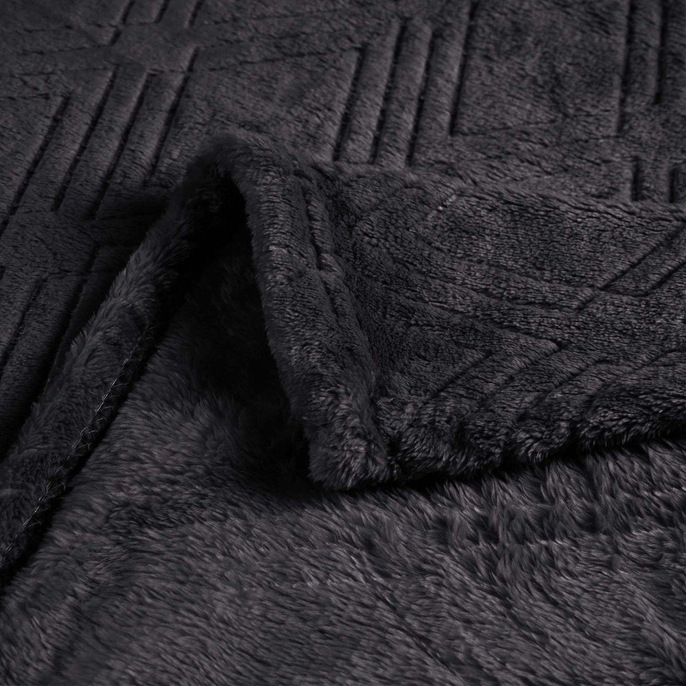 King Black Flannel Geometric Plush Blanket — view 2