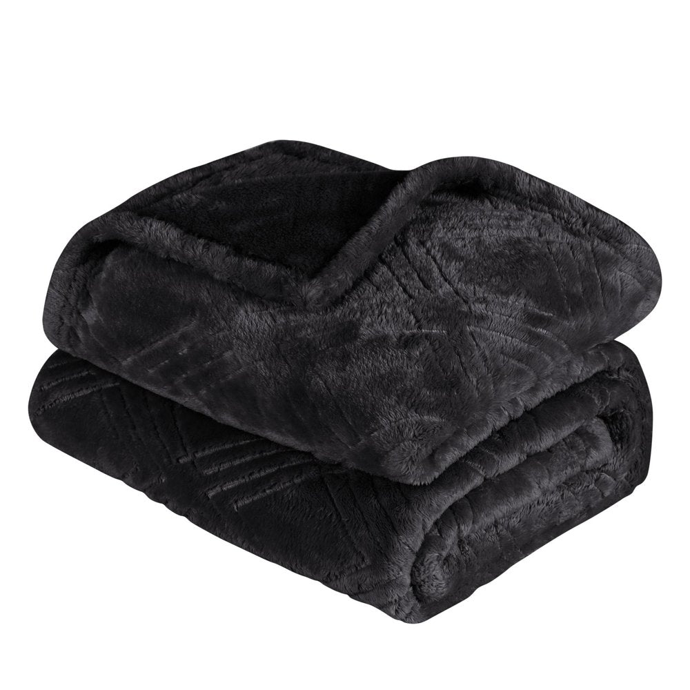 King Black Flannel Geometric Plush Blanket — view 3