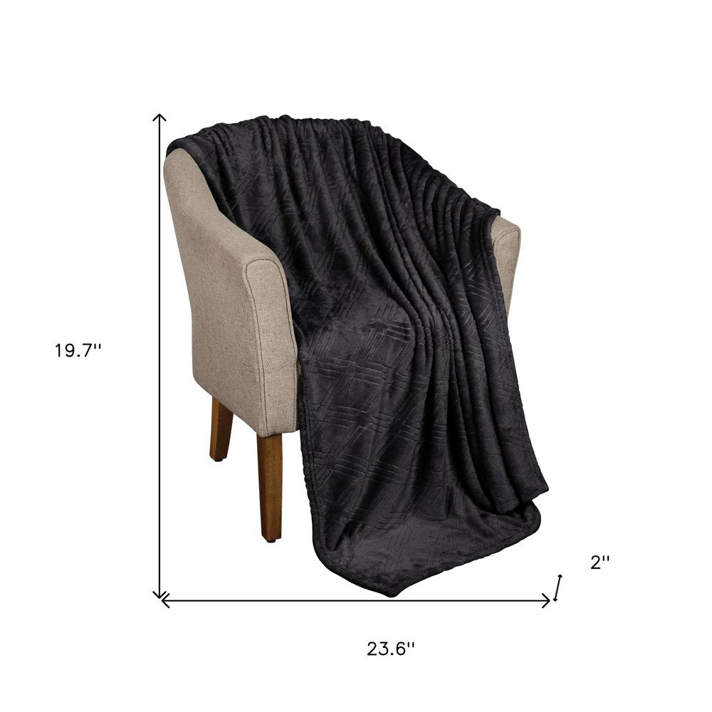 King Black Flannel Geometric Plush Blanket — view 5