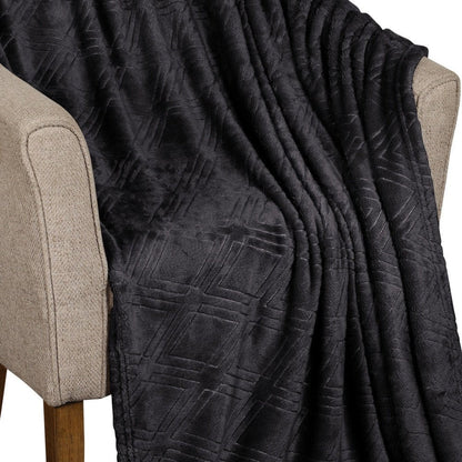 King Black Flannel Geometric Plush Blanket