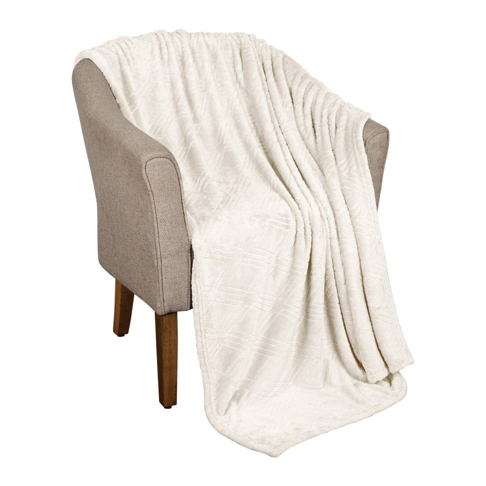 King Ivory Flannel Geometric Plush Blanket — view 1