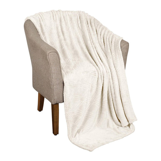 King Ivory Flannel Geometric Plush Blanket