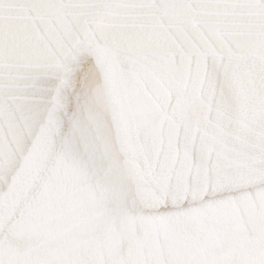 King Ivory Flannel Geometric Plush Blanket