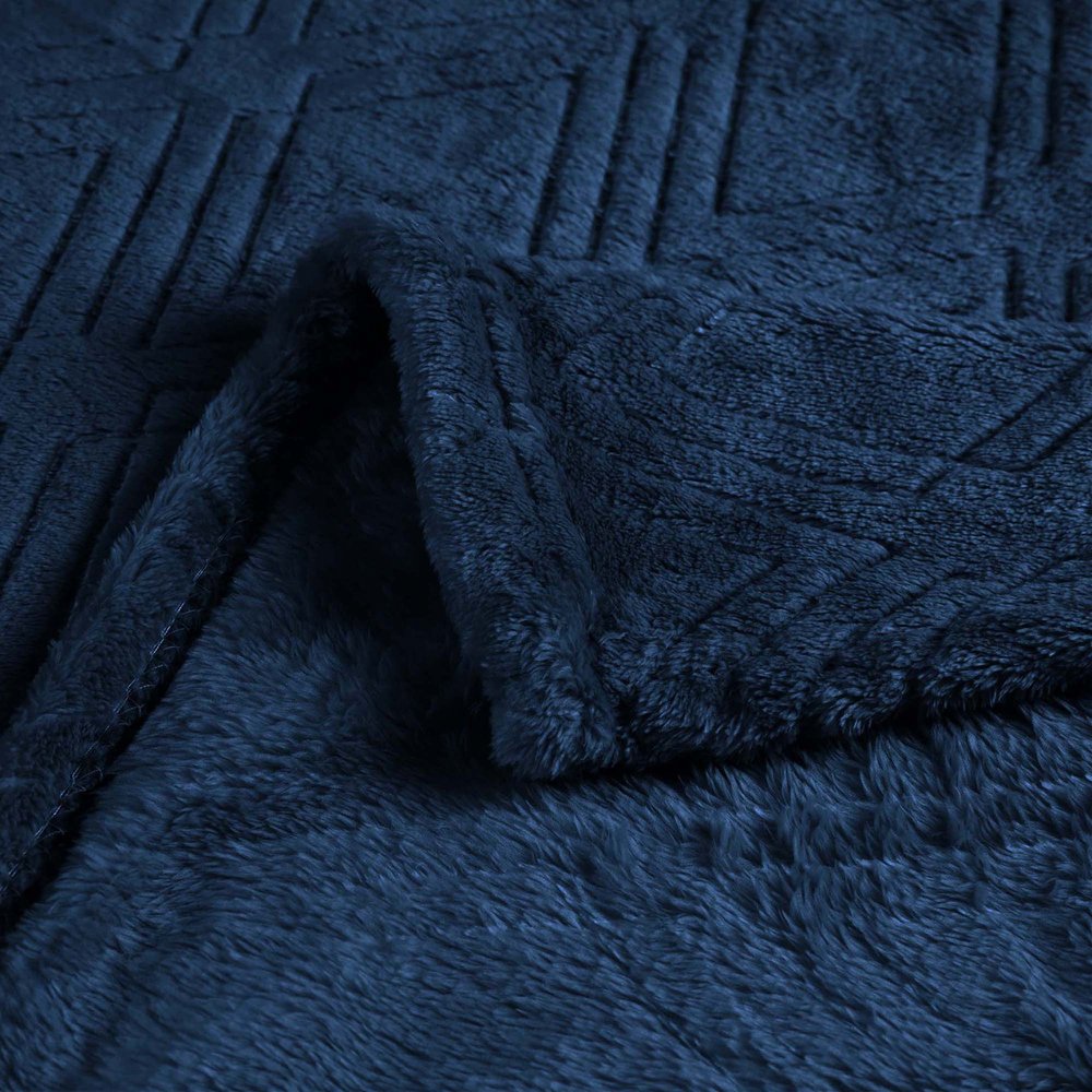 King Navy Blue Flannel Geometric Plush Blanket — view 2